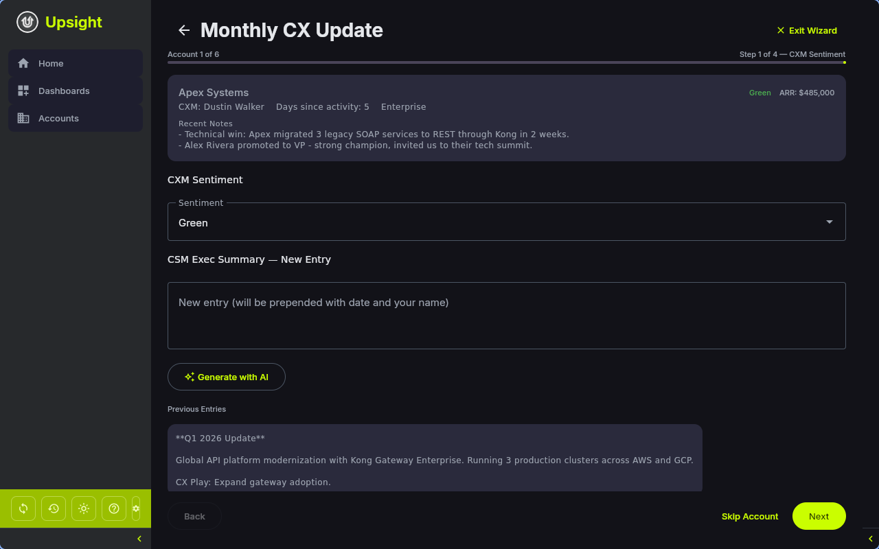 Monthly CX update wizard